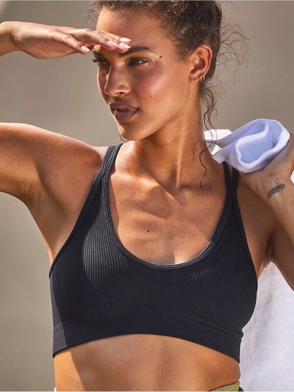 FP Movement Free People Free Throw Ribbed Sports Bra Black - Size XS